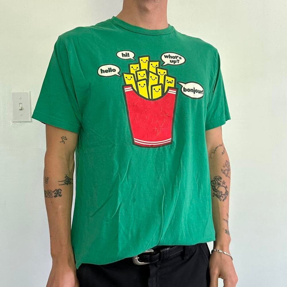 Vintage Y2K Funny Scene Emo Bonjur French Fries Graphic Tee